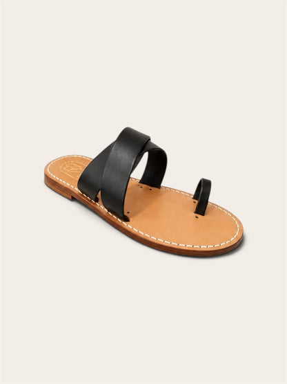 Eolo men’s handmade Capri sandals in black leather