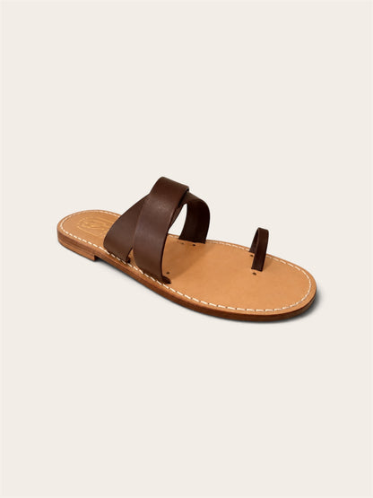 Eolo men’s handmade Capri sandals in dark brown leather