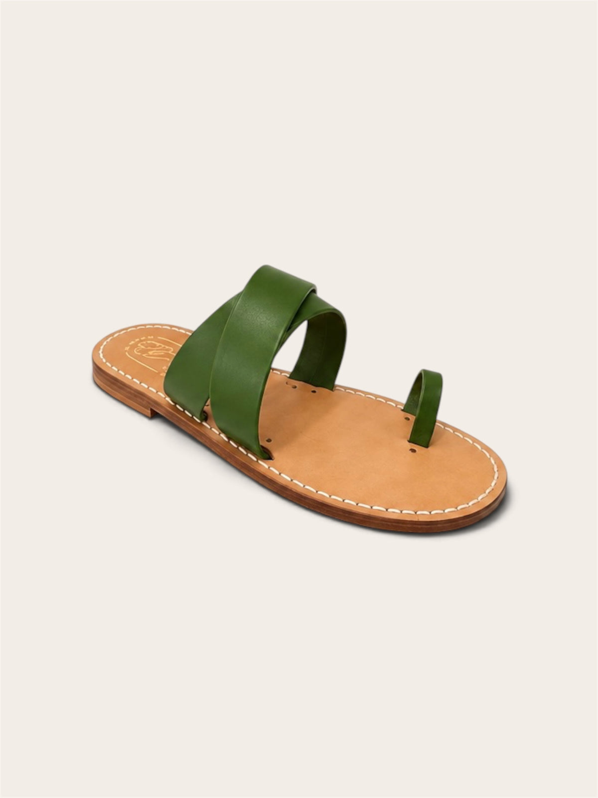 Eolo men’s handmade Capri sandals in green leather