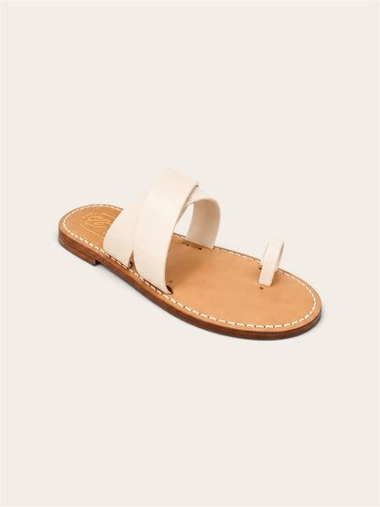 Eolo men’s handmade Capri sandals in white leather