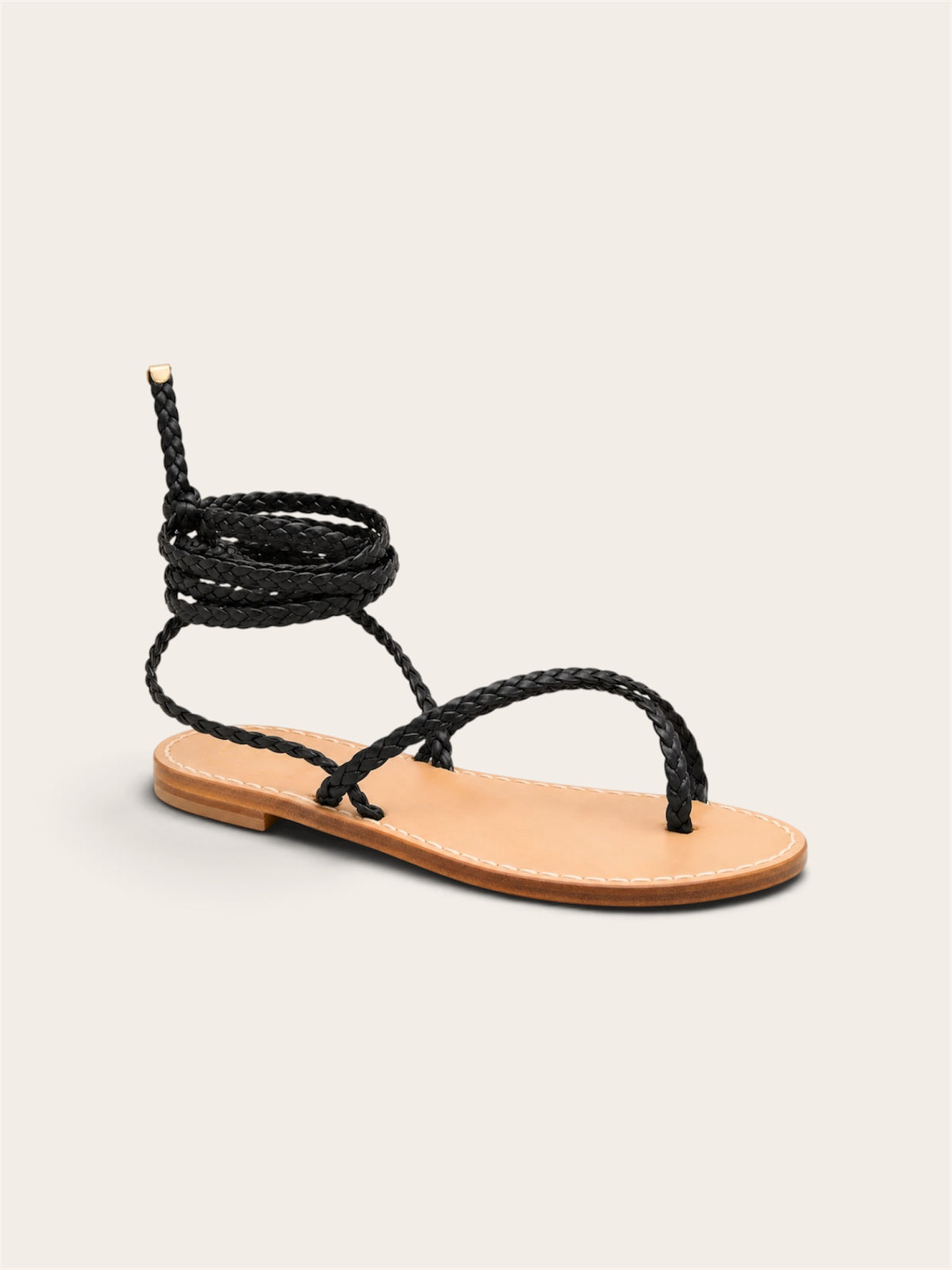Black Gaia leather Capri sandals handmade by A•MANO Capri