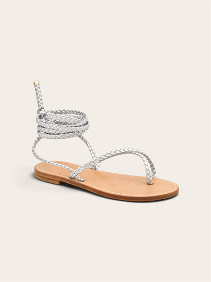 Silver Gaia leather Capri sandals handmade by A•MANO Capri
