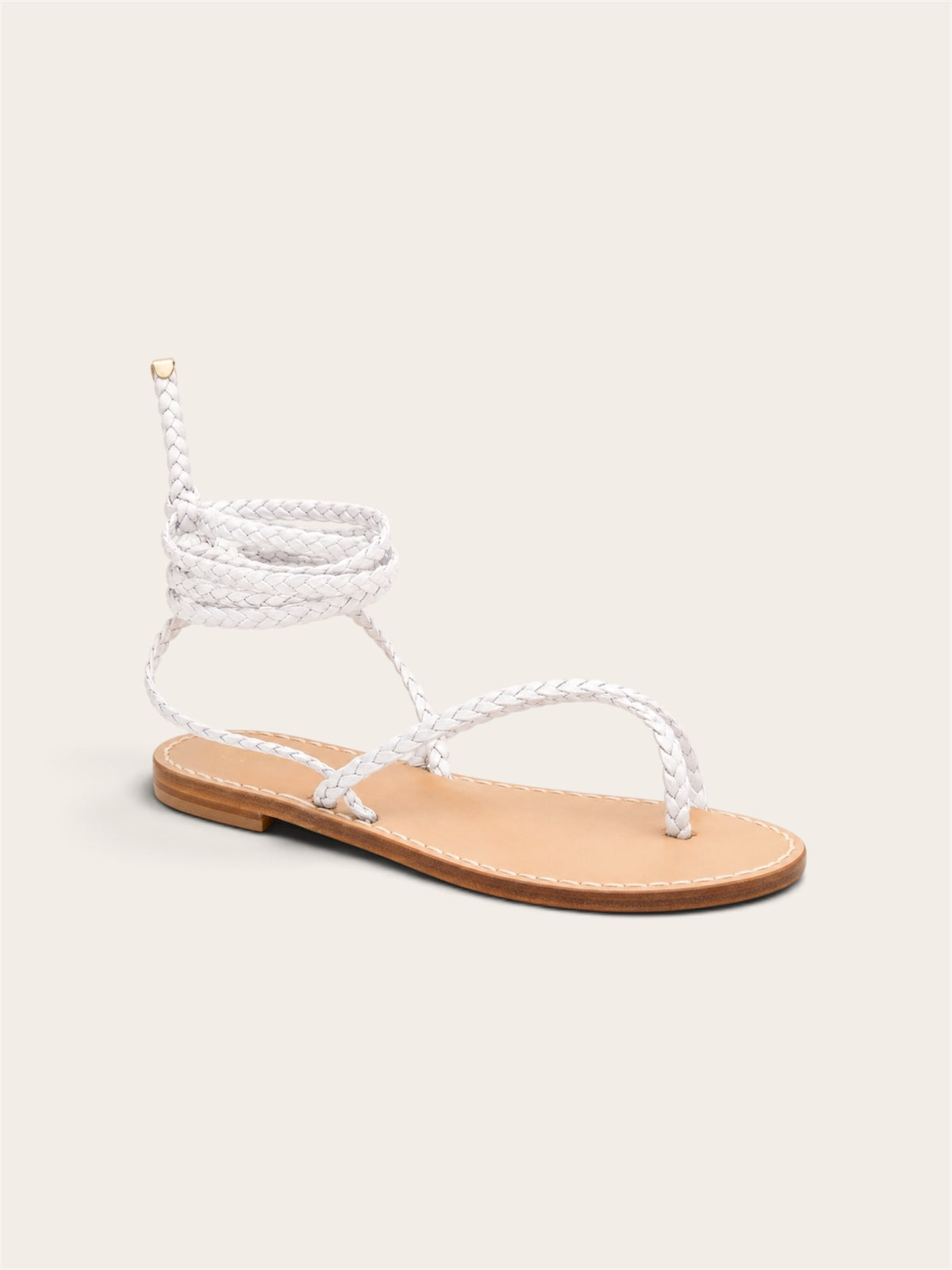 White Gaia leather Capri sandals handmade by A•MANO Capri