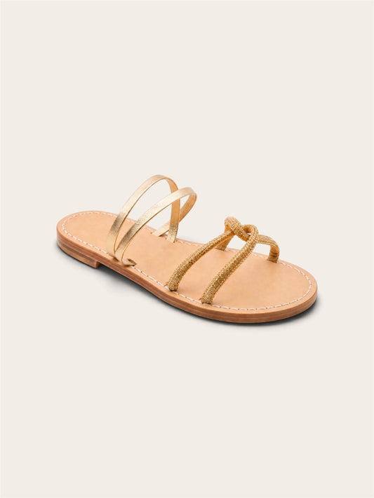 Gold Luna leather Capri sandals handmade by A•MANO Capri