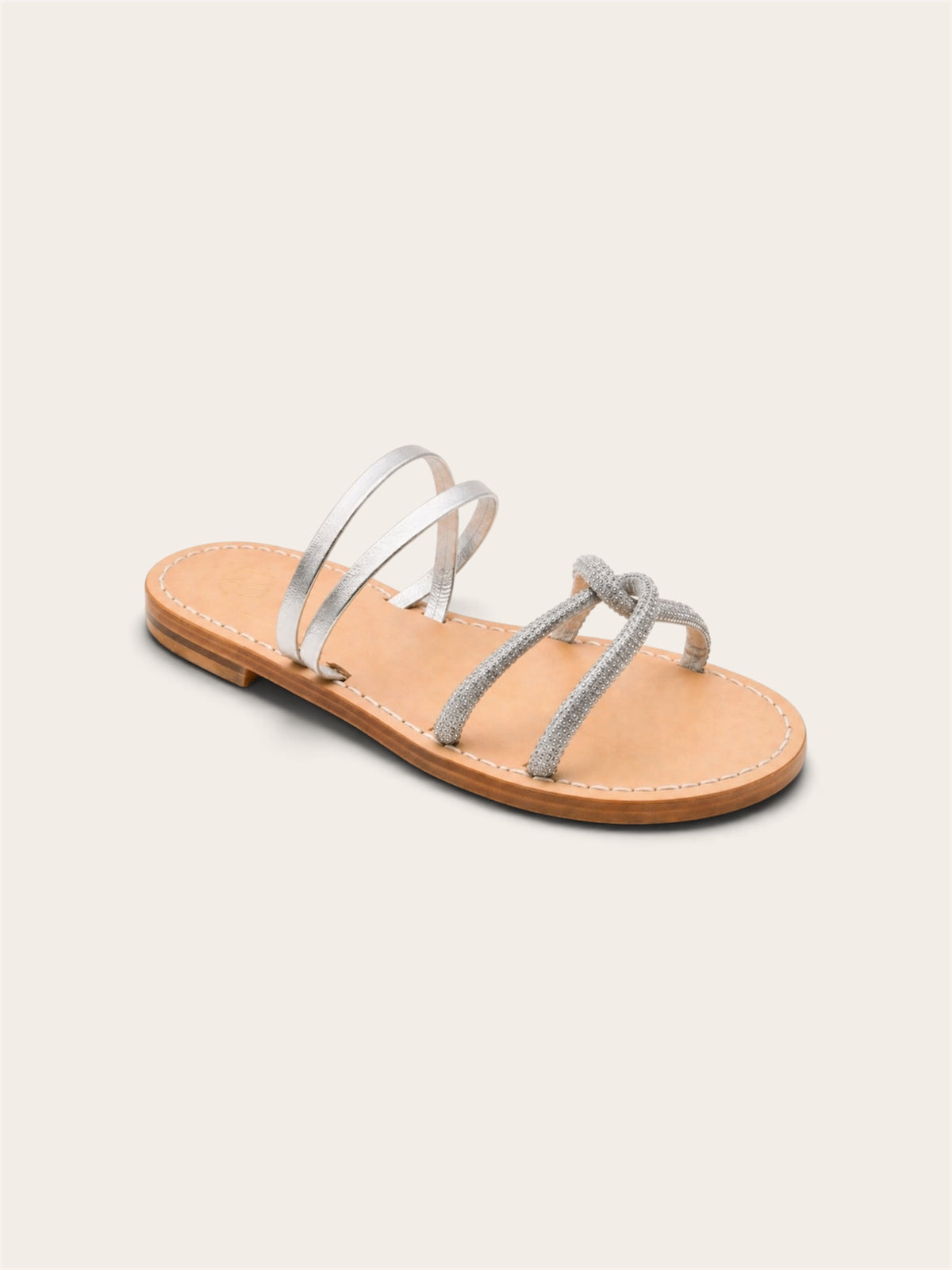 Silver Luna leather Capri sandals handmade by A•MANO Capri