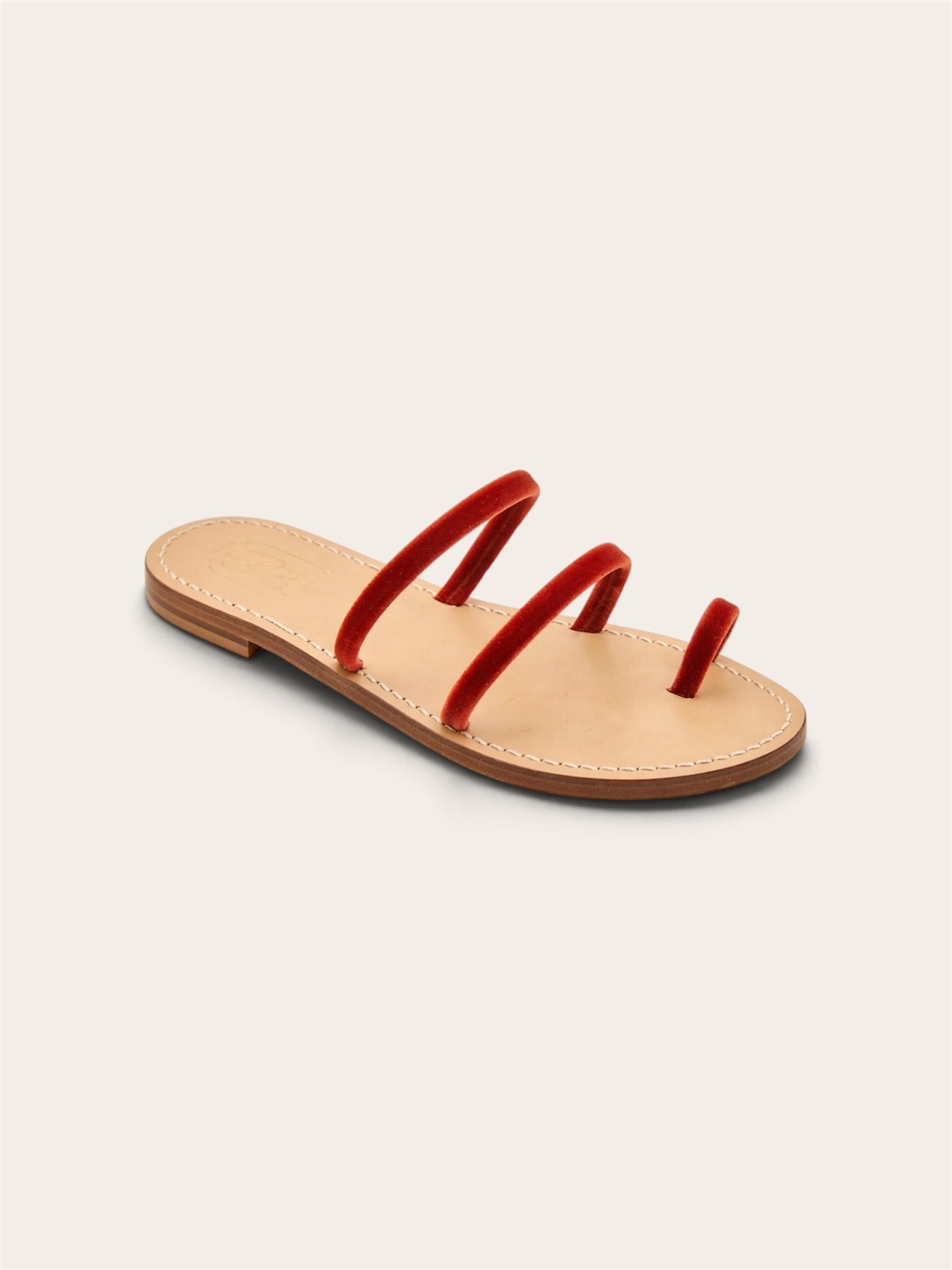 Selene Amber Rust Velvet Capri sandals handmade by A•MANO Capri