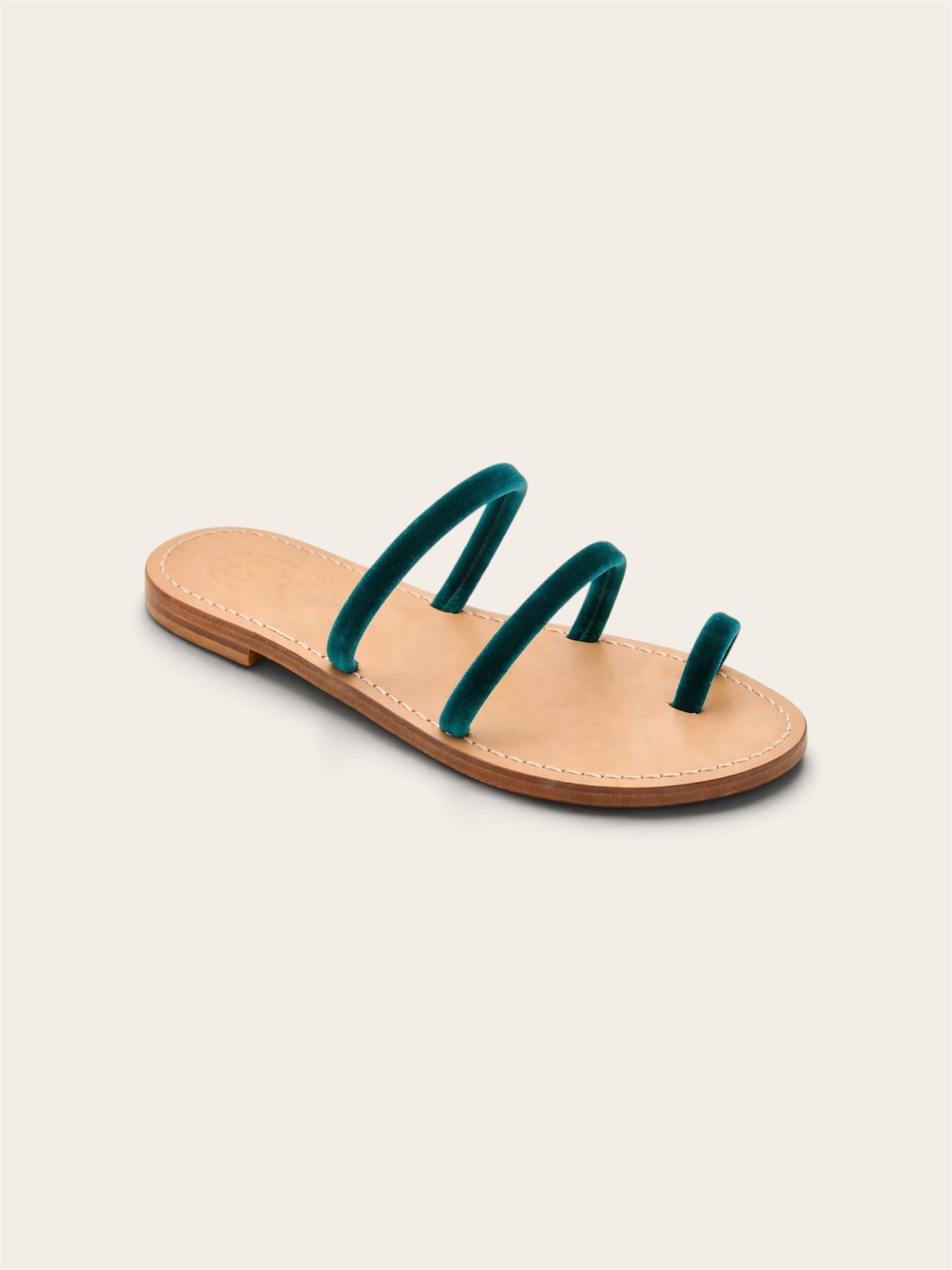 Selene Aqua Velvet Capri sandals handmade by A•MANO Capri