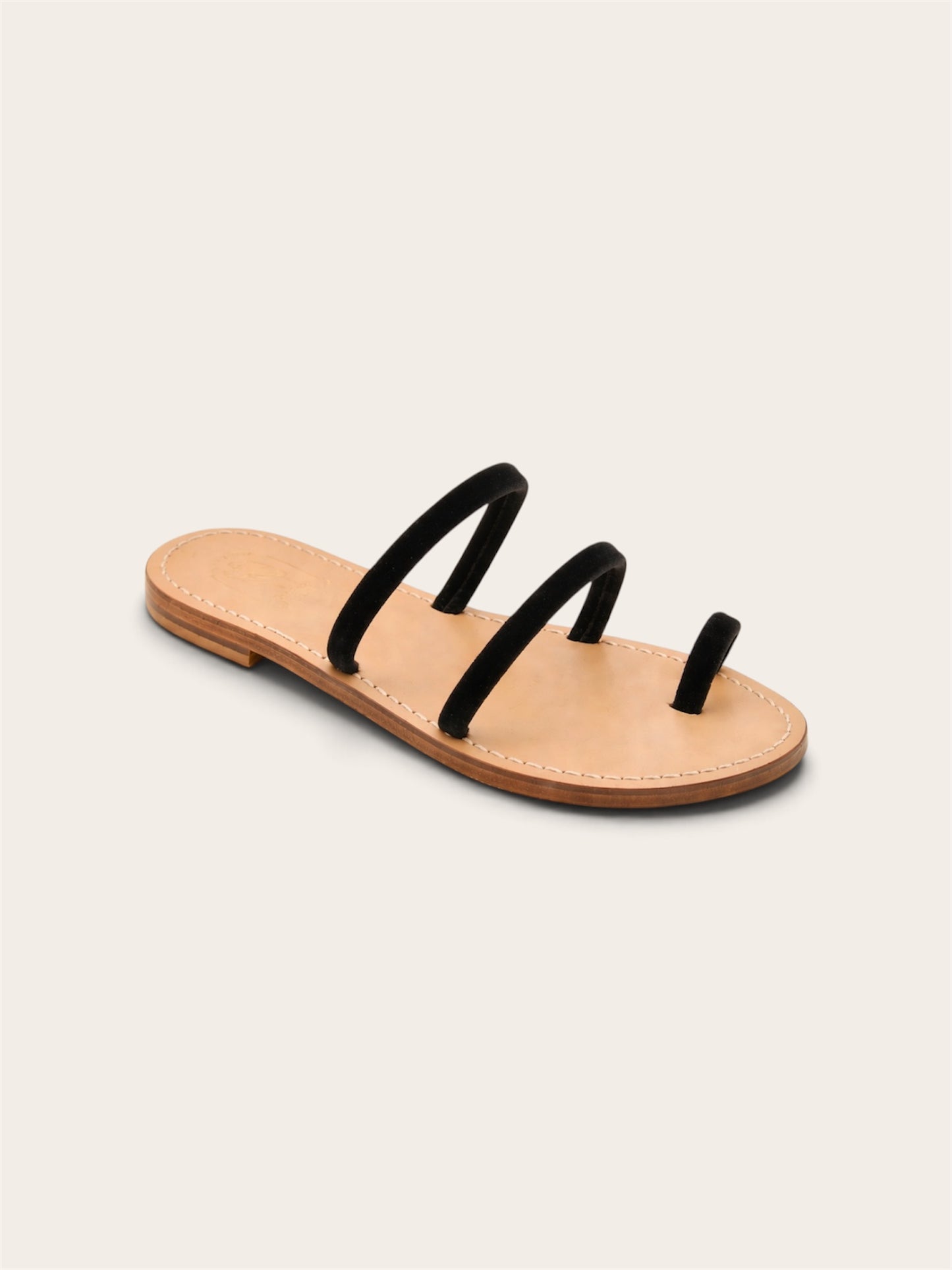 Selene Black Velvet Capri sandals handmade by A•MANO Capri