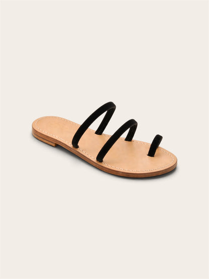 Selene Black Velvet Capri sandals handmade by A•MANO Capri