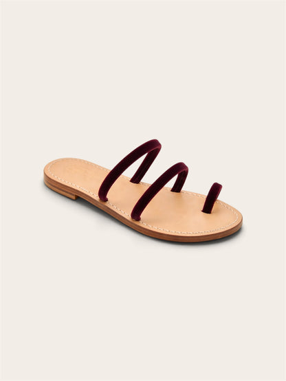 Selene Ruby Velvet Capri sandals handmade by A•MANO Capri
